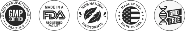 Banana drops official formula, made in USA, 100% natural, gmo-free, and cgmp-certified logos.